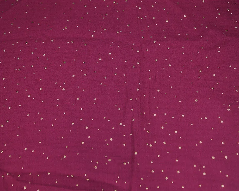 100% Cotton Double Gauze Gold Speck - Wine