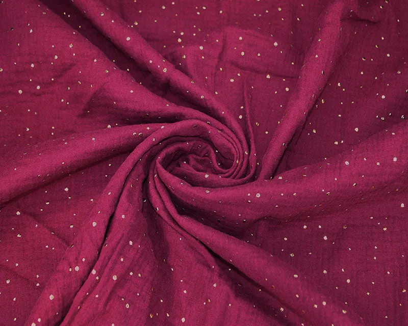 100% Cotton Double Gauze Gold Speck - Wine