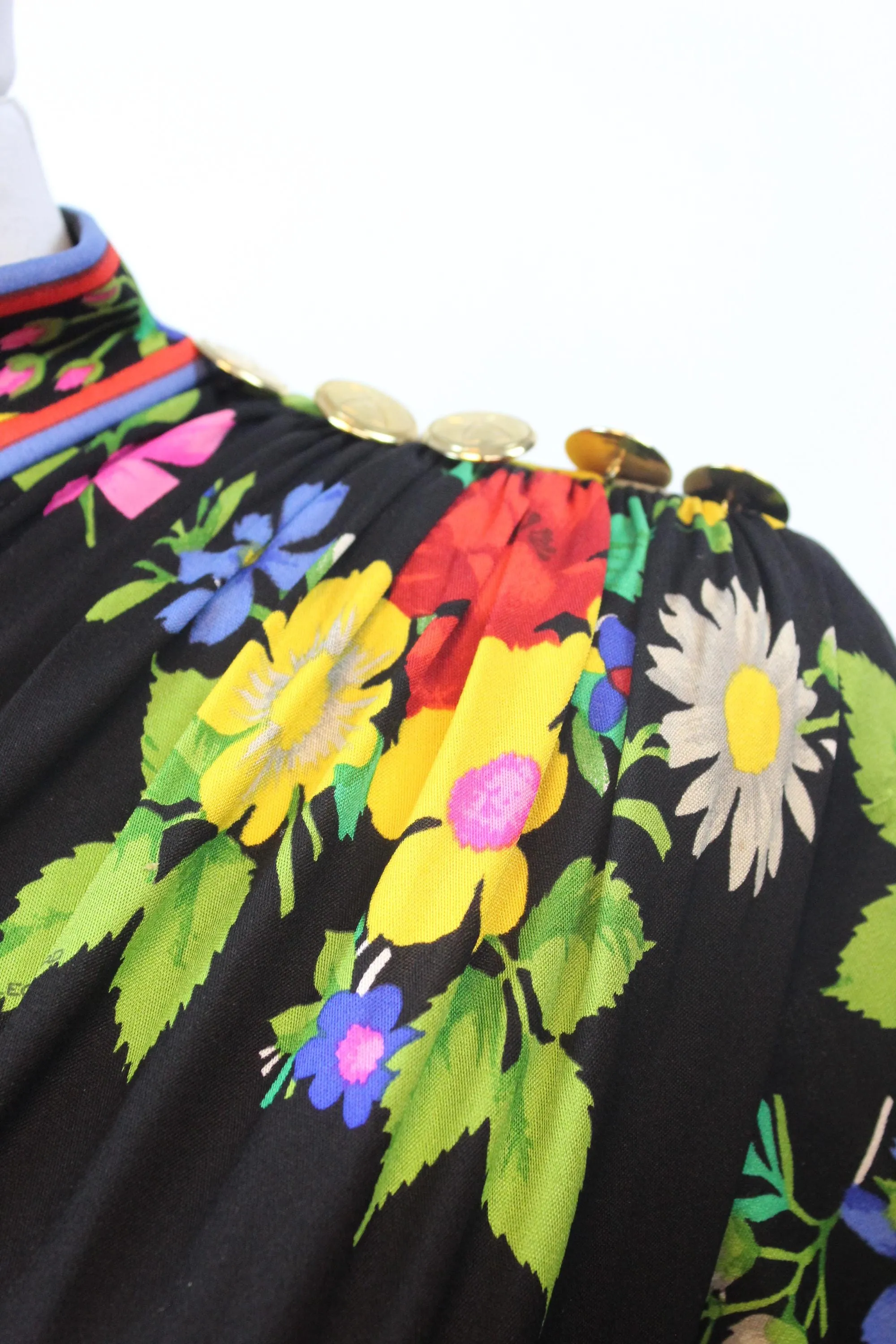 1980s LEONARD OF PARIS floral silk jersey dress small medium | new fall winter