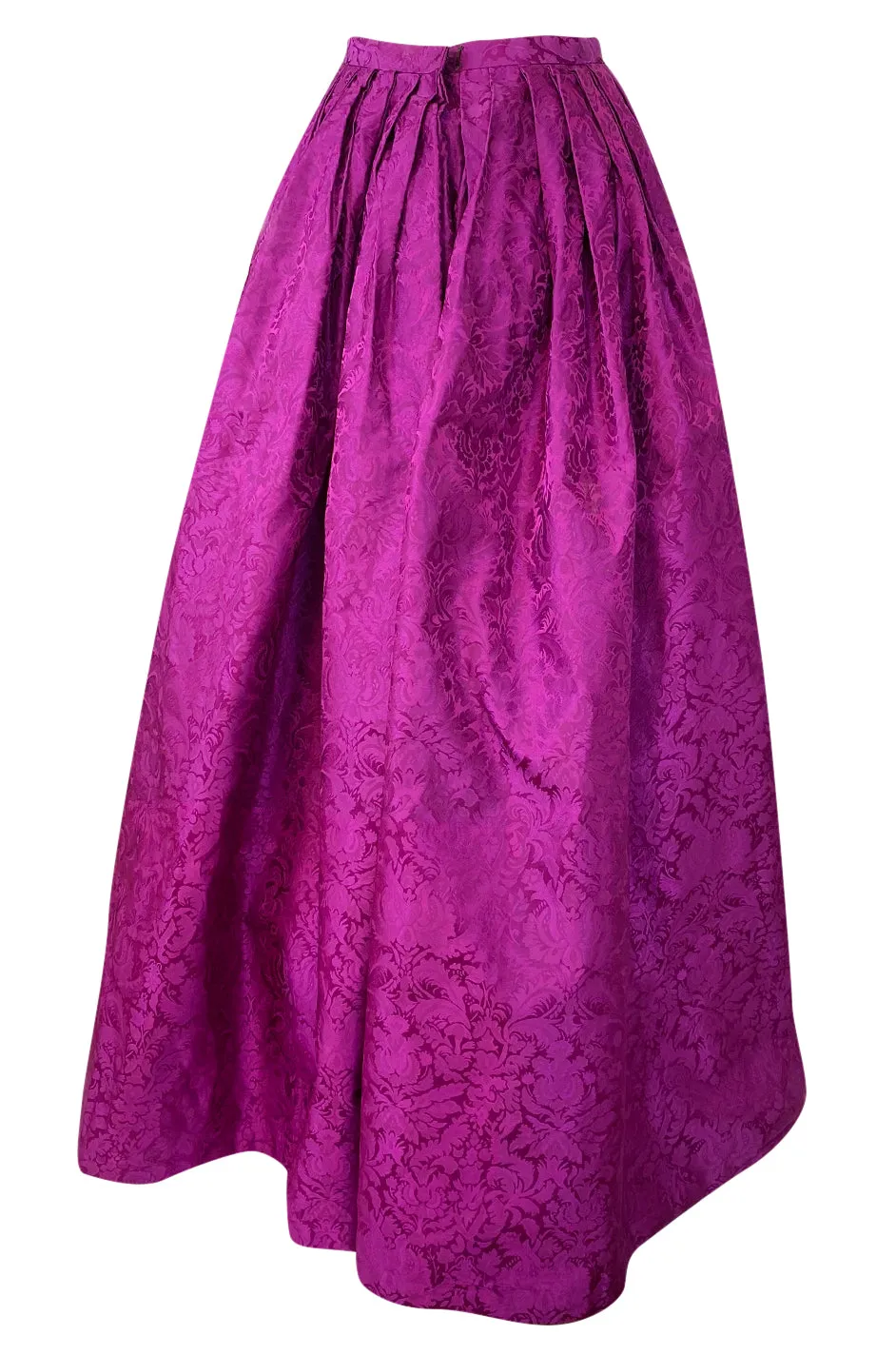 1980s Oscar de la Renta Fuchsia Silk Brocade Unworn Full Ball Gown Skirt