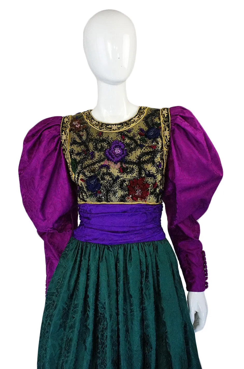 1980s Oscar De La Renta Silk Ball Gown