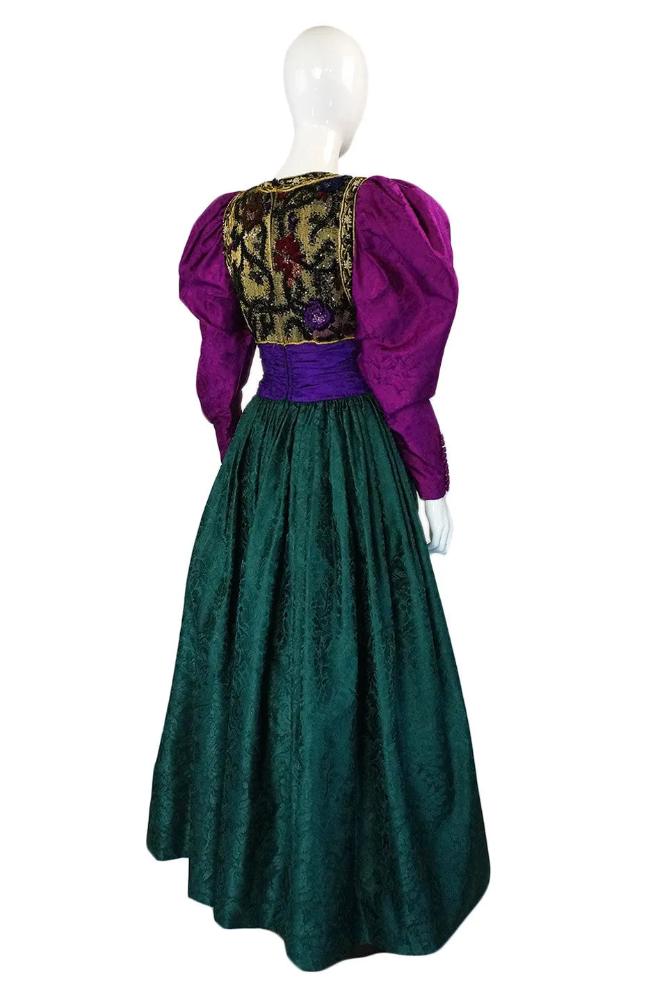 1980s Oscar De La Renta Silk Ball Gown