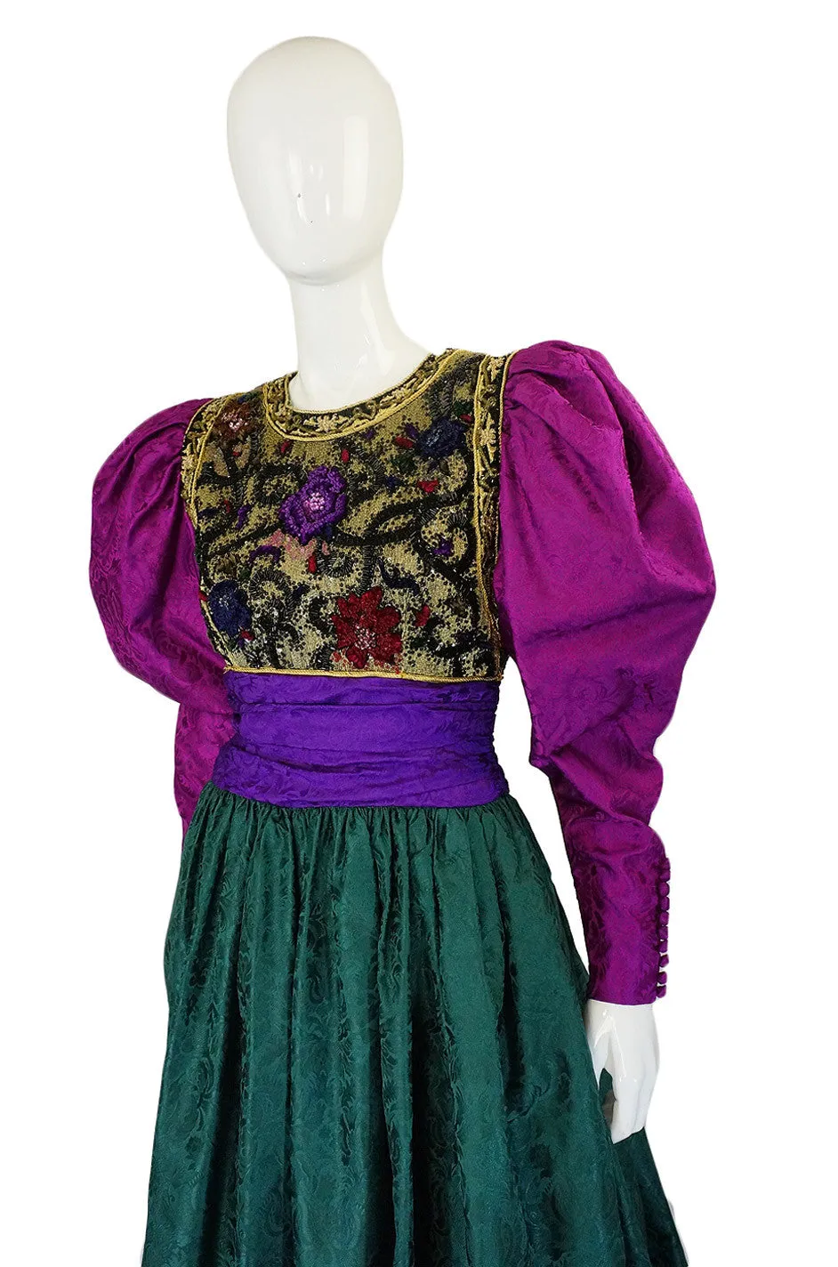 1980s Oscar De La Renta Silk Ball Gown