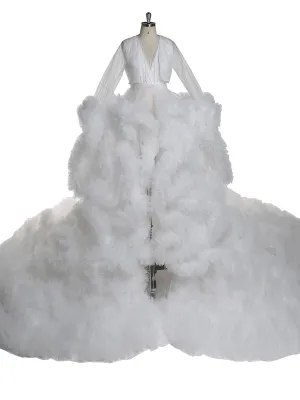 1M Train Cloud Ruffles Maternity Wedding Dress Maternity Gowns for Photoshoot YD211125