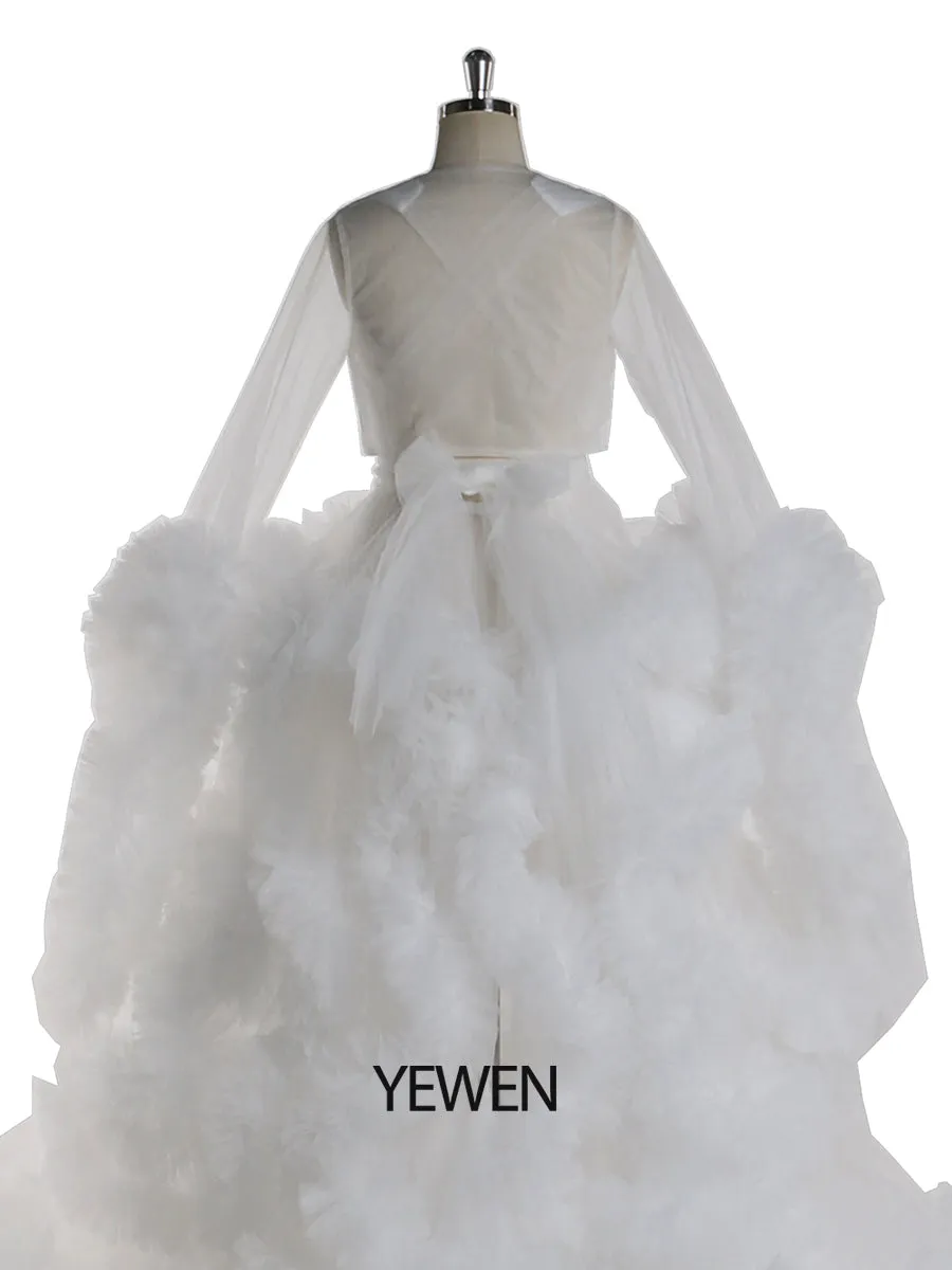 1M Train Cloud Ruffles Maternity Wedding Dress Maternity Gowns for Photoshoot YD211125