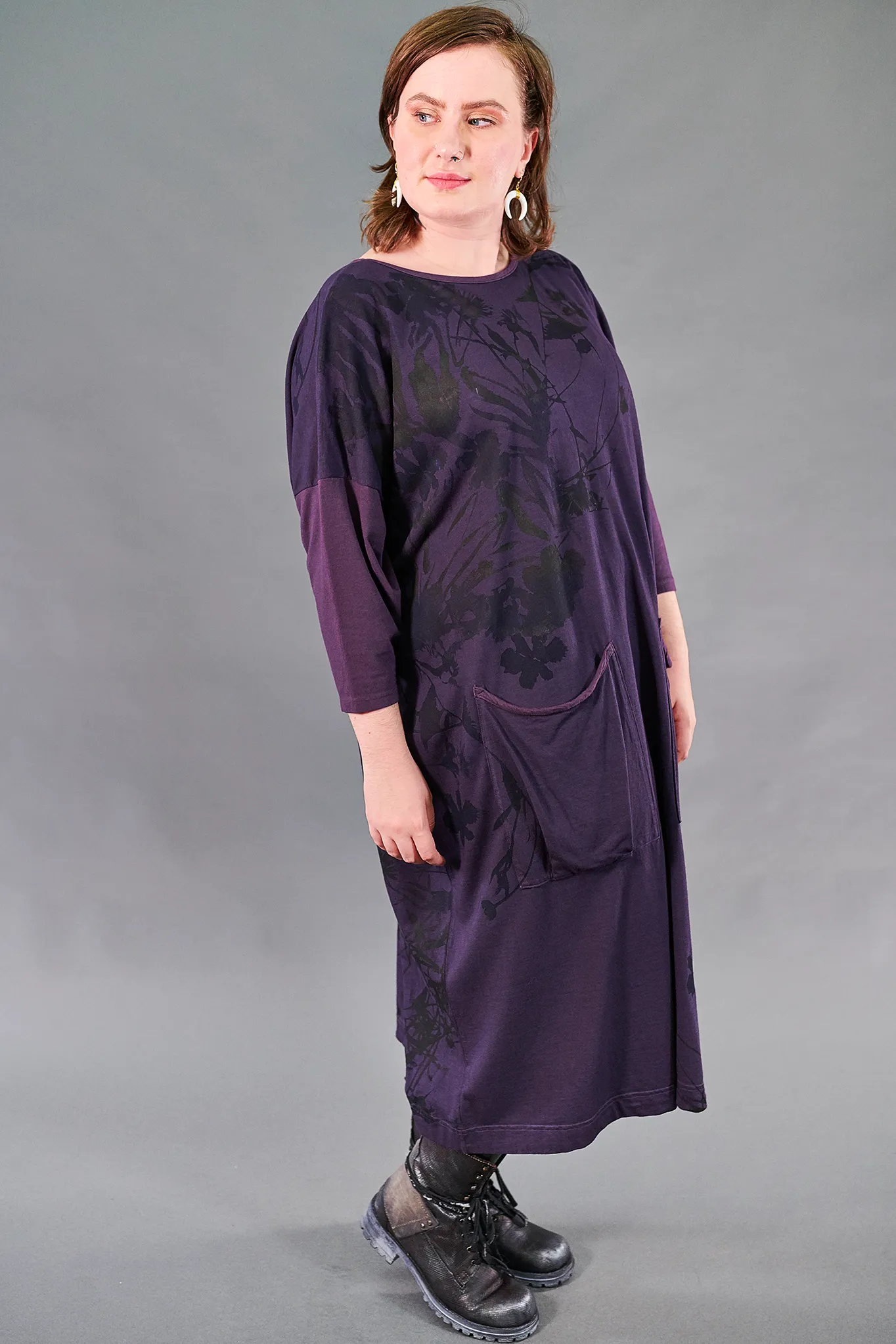 2303 Cotton Bamboo Mariposa Dress-Moonrise-Nocturnal Botanical