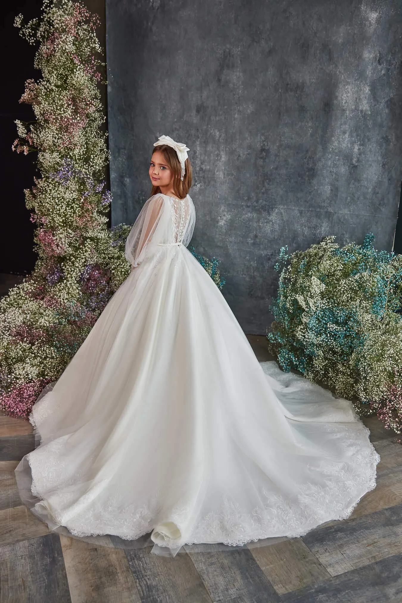 3208 Long Sleeved Bridesmaid Dress for Young Girls