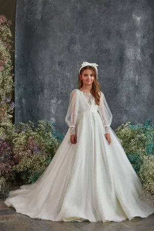 3208 Long Sleeved Bridesmaid Dress for Young Girls