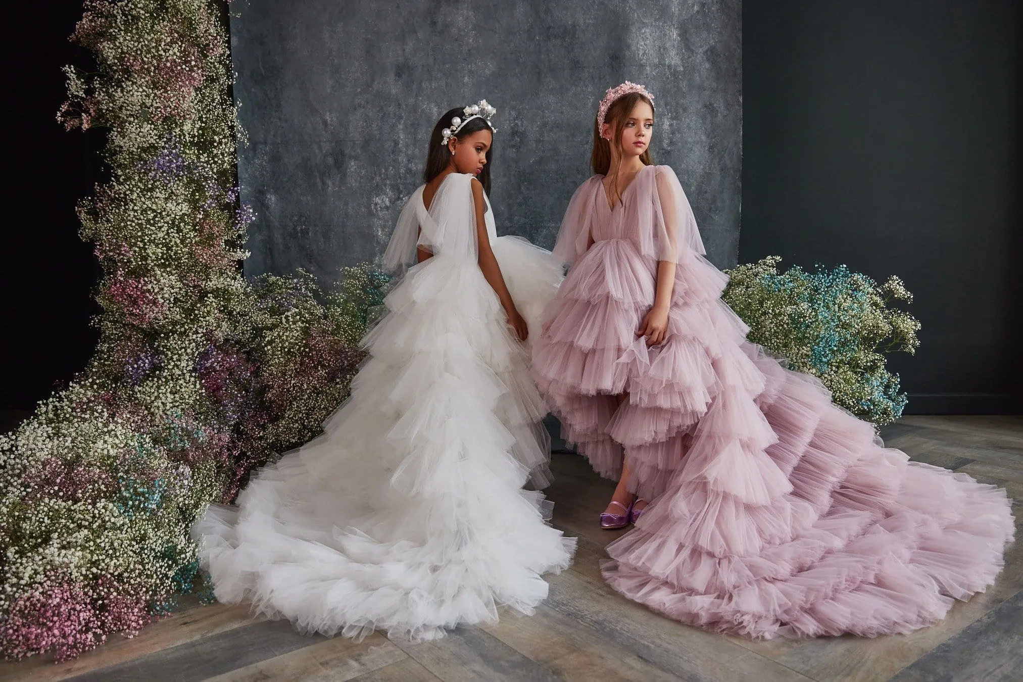 3213 Girls Tulle Dress with Endless Ruffles