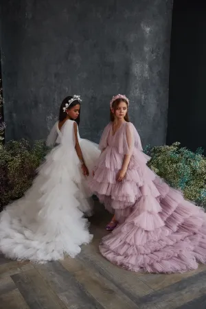 3213 Girls Tulle Dress with Endless Ruffles