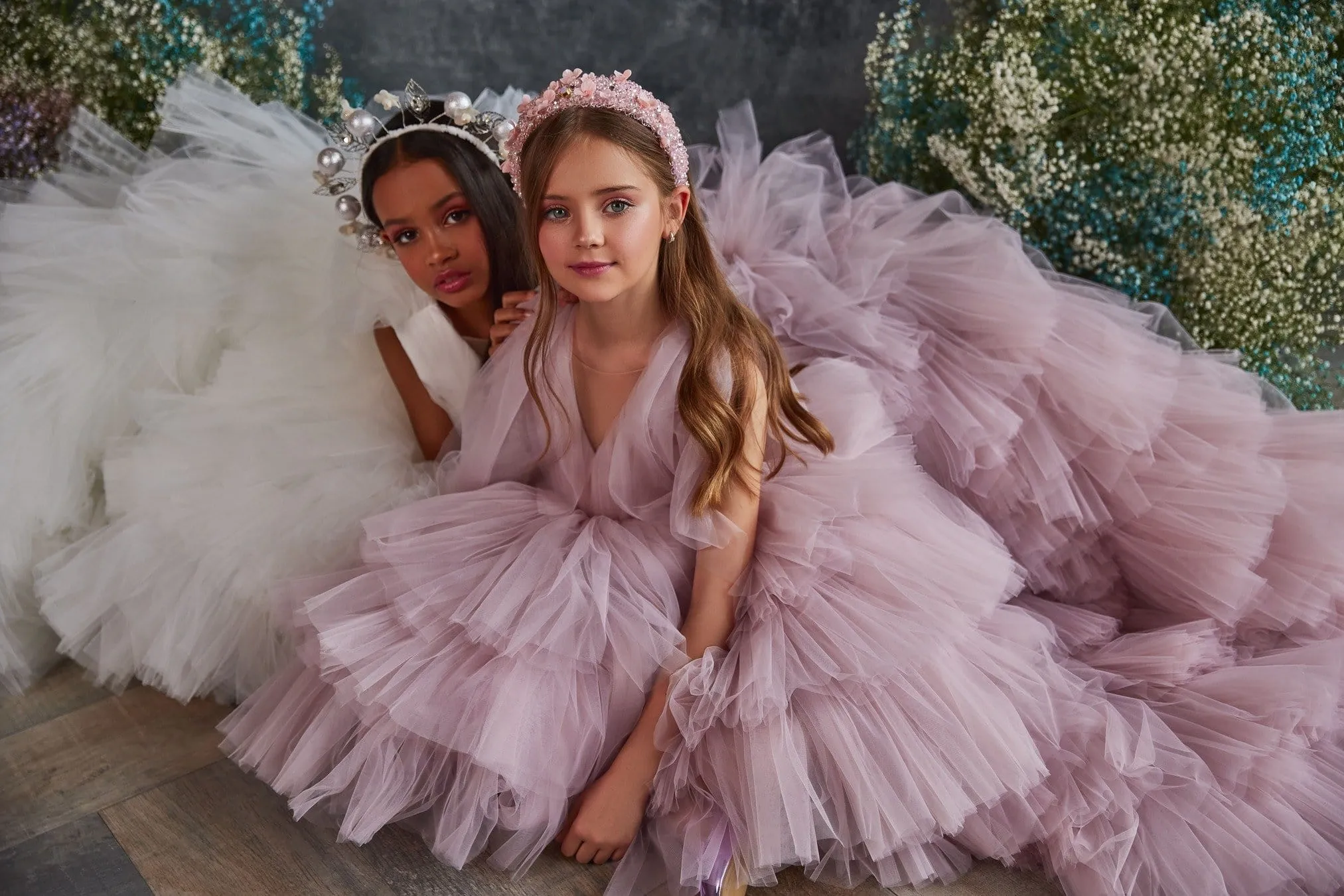 3213 Girls Tulle Dress with Endless Ruffles