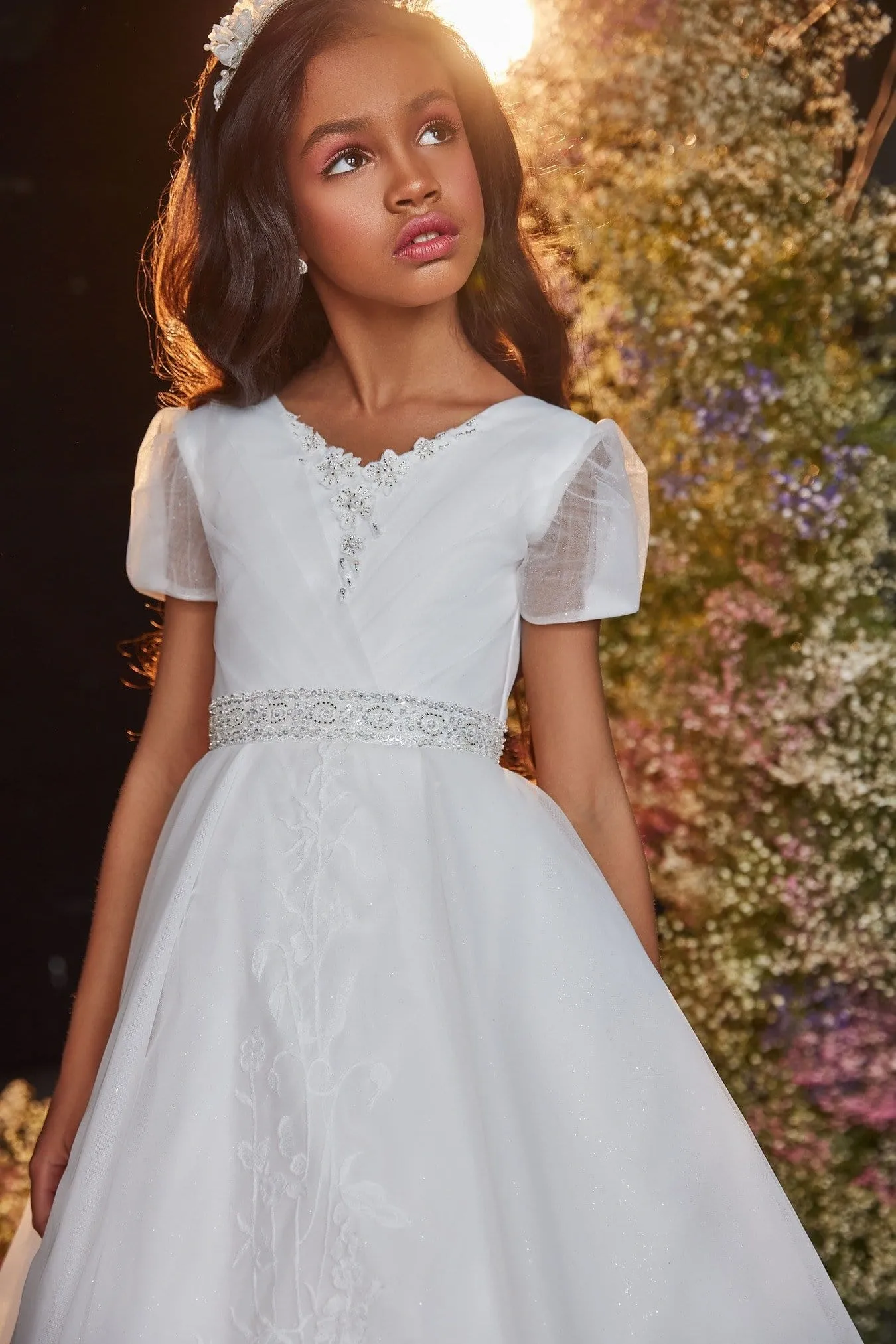 3231 Traditional White Flower Girl Dress