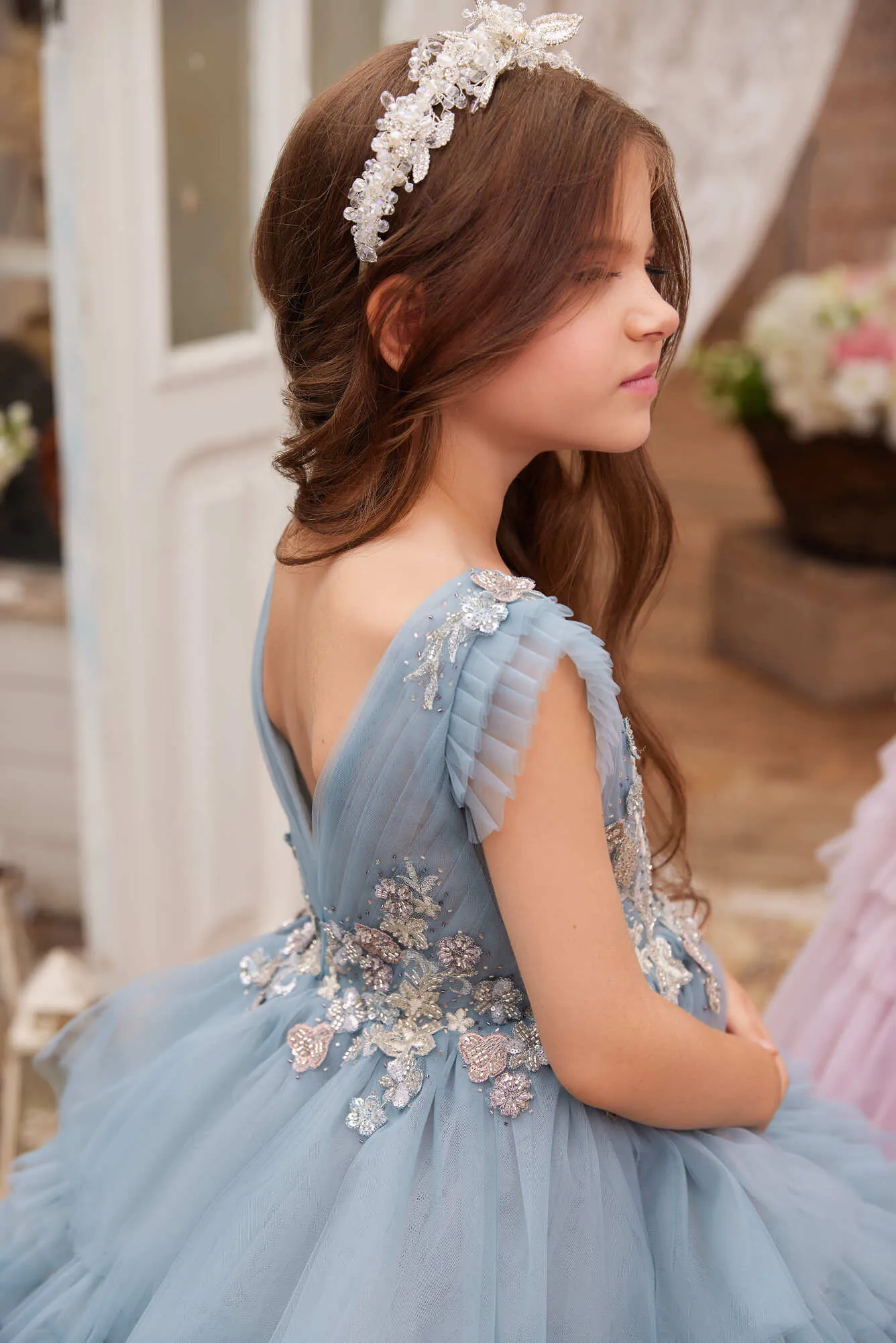 3622 Little Girl Birthday Gown with a Ruffled Skirt