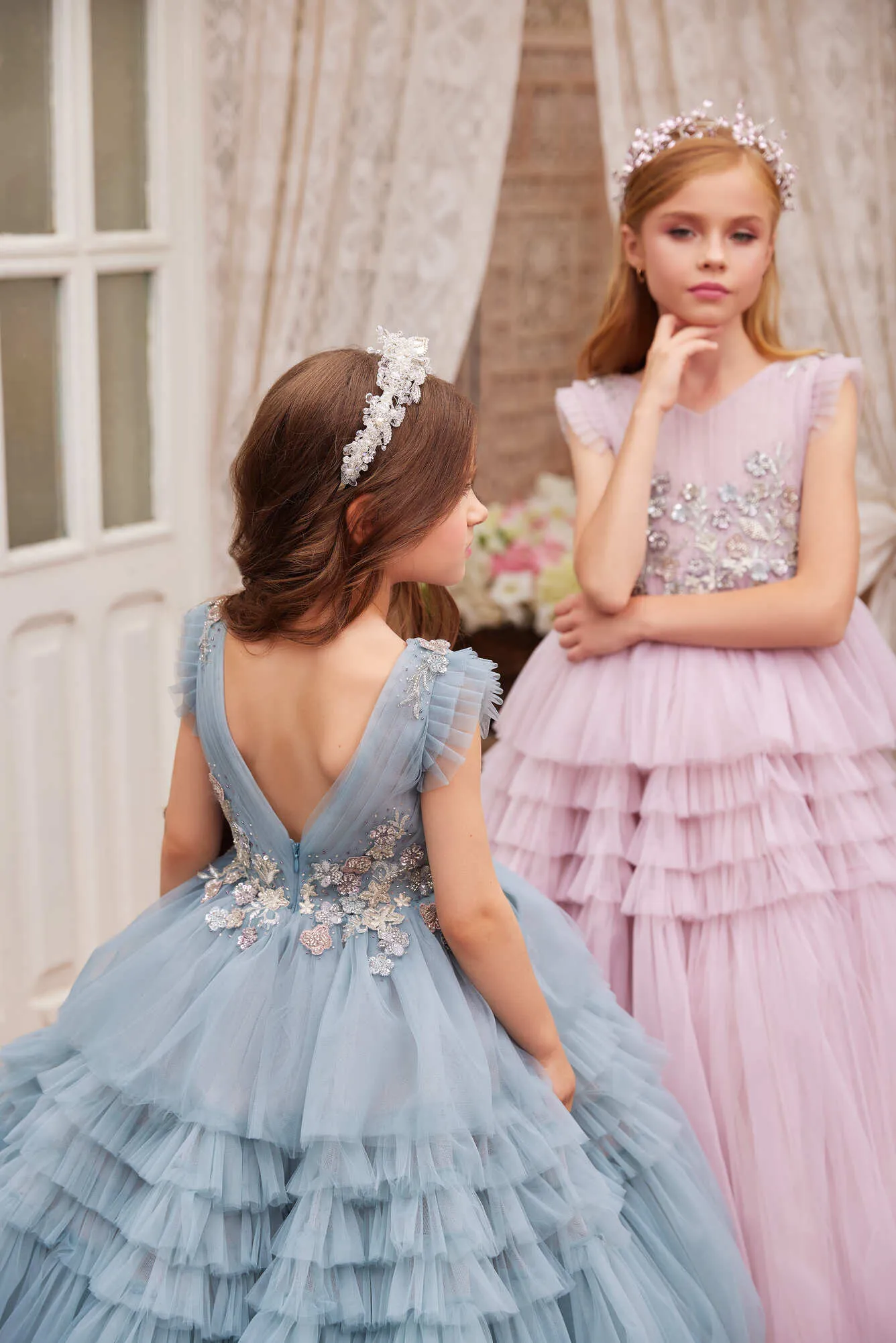 3622 Little Girl Birthday Gown with a Ruffled Skirt