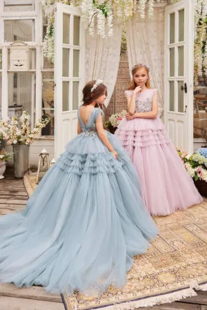 3622 Little Girl Birthday Gown with a Ruffled Skirt