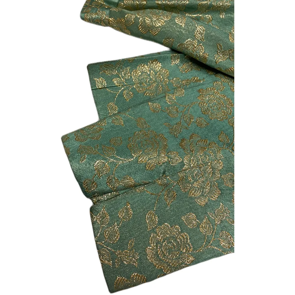 60's FLOBERT Rockabilly Lounge Set Long Robe/Cigarette Pants Green Gold Brocade