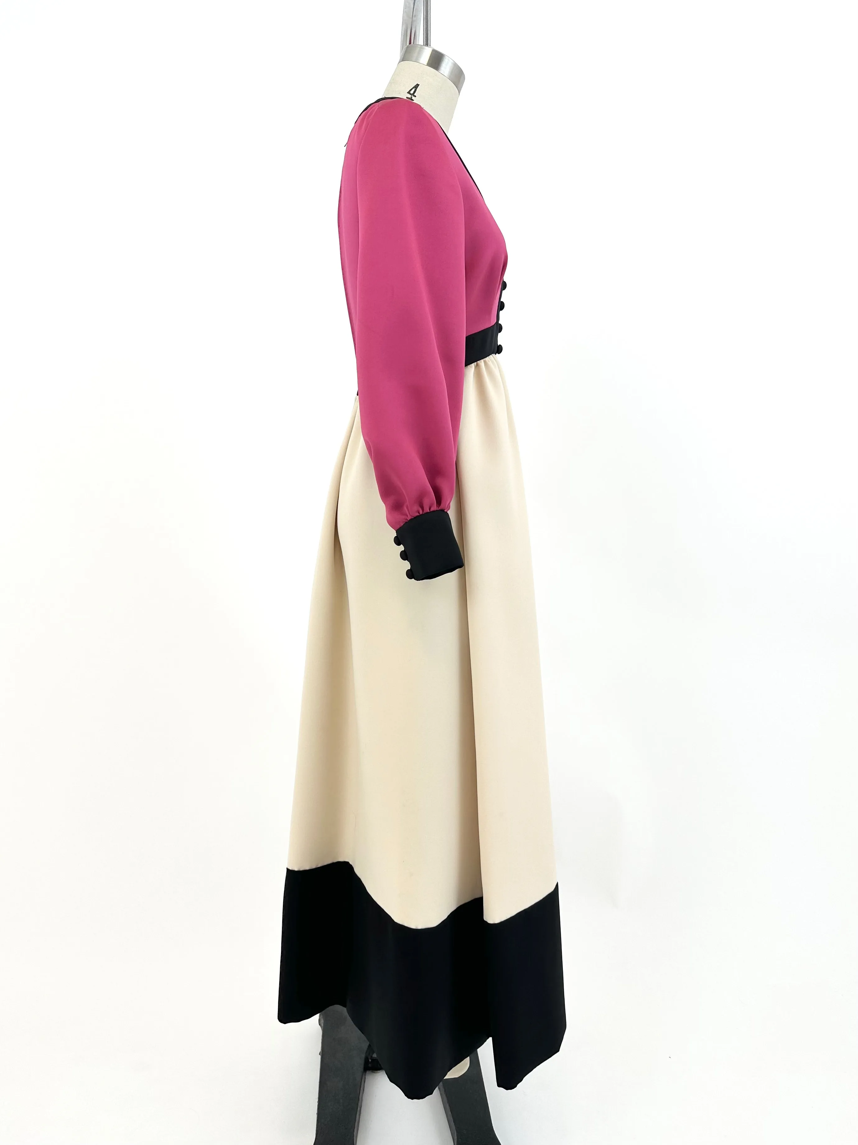 70s Geoffrey Beene Boutique Colorblock Gown