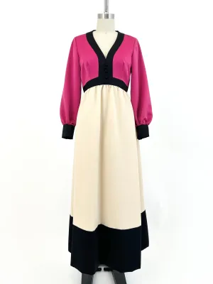 70s Geoffrey Beene Boutique Colorblock Gown