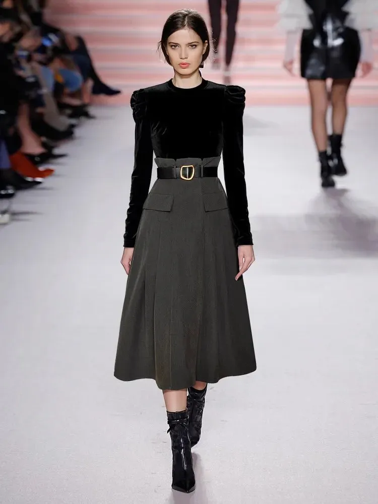 Adelaide Velvet Lace up Dress