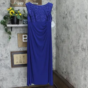 Alex Evenings Petite Brocade Bodice Empire Waist Gown Royal Blue 16P