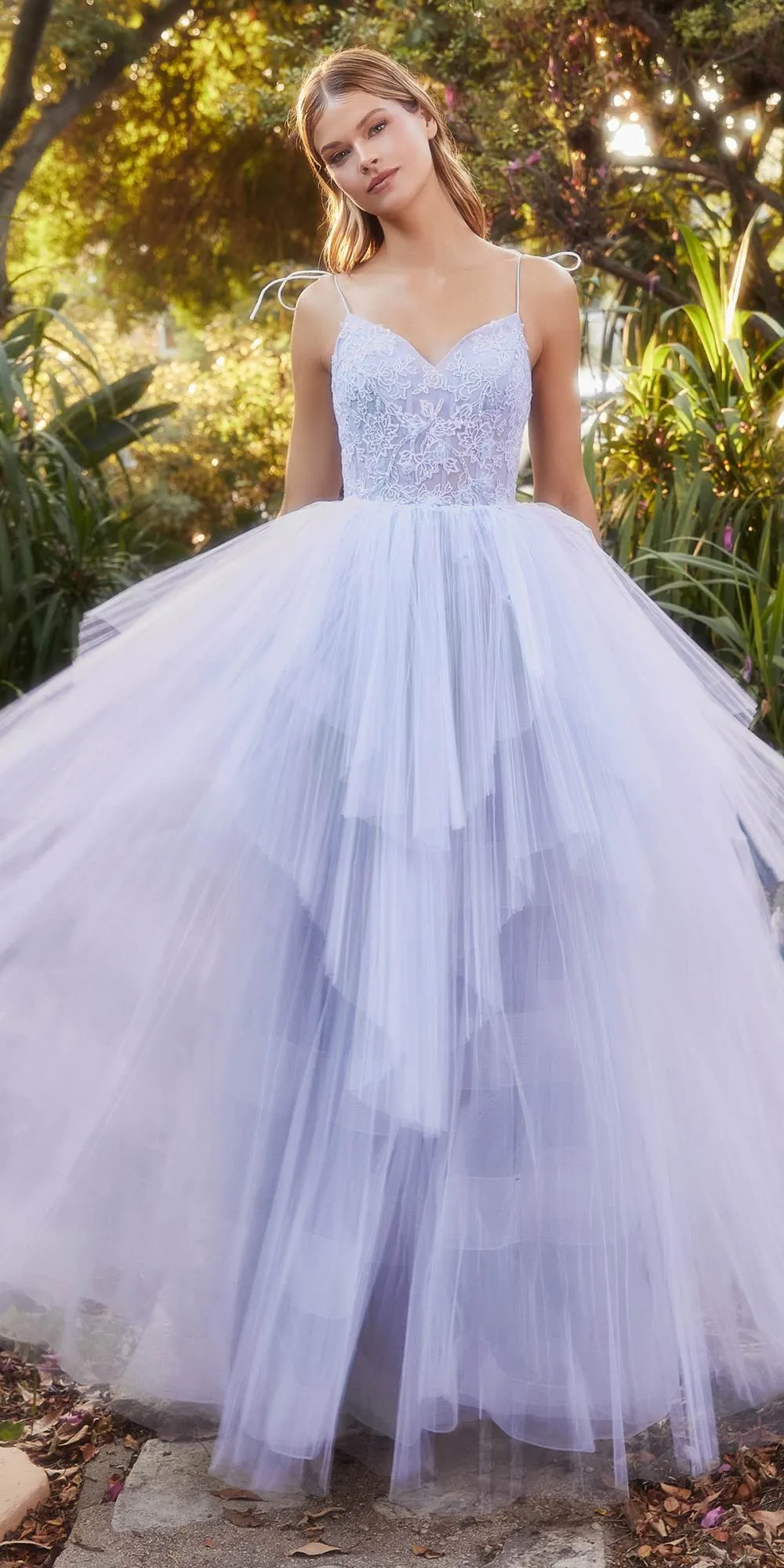 Andrea & Leo A1152 Floor Length Perry Plisse Ruffle Gown