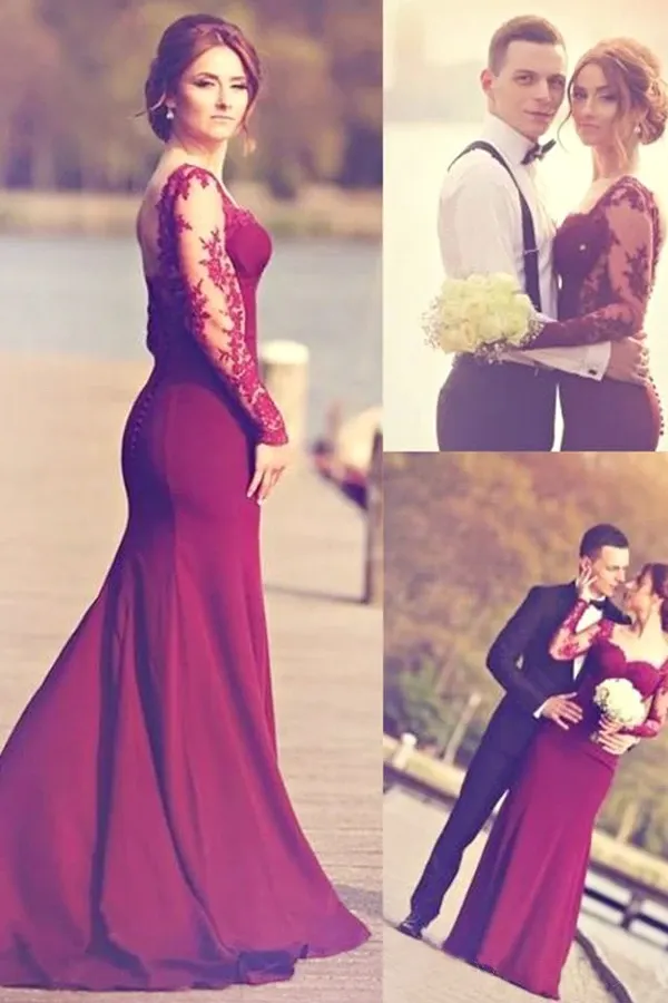 Anneprom Sweetheart Long Sleeve Satin Prom Dresses With Lace Appliques APP0071