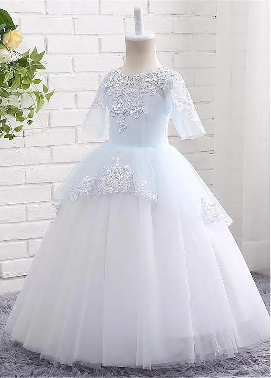 Attractive Tulle Flower Girl Dresses With Lace Appliques