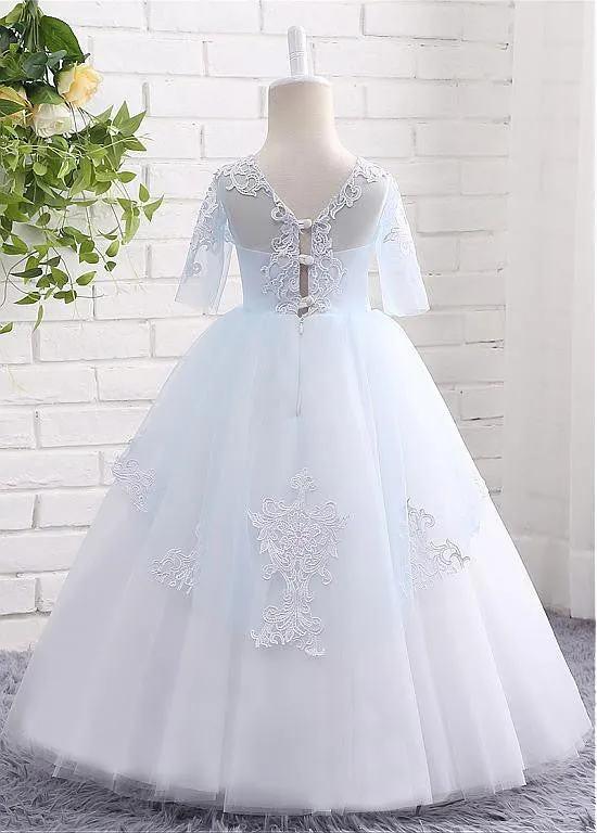 Attractive Tulle Flower Girl Dresses With Lace Appliques