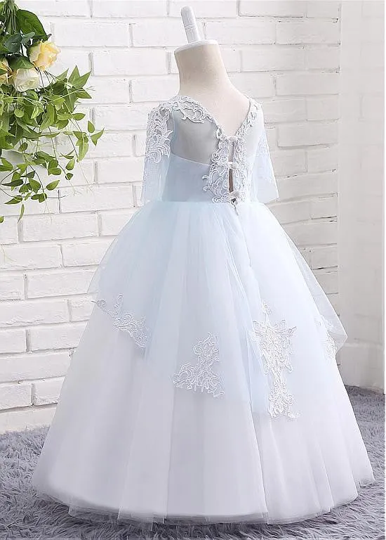 Attractive Tulle Flower Girl Dresses With Lace Appliques