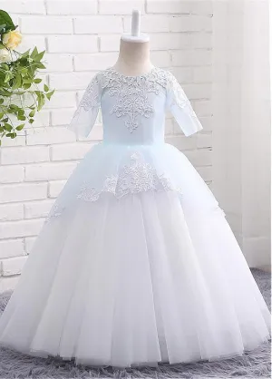 Attractive Tulle Flower Girl Dresses With Lace Appliques