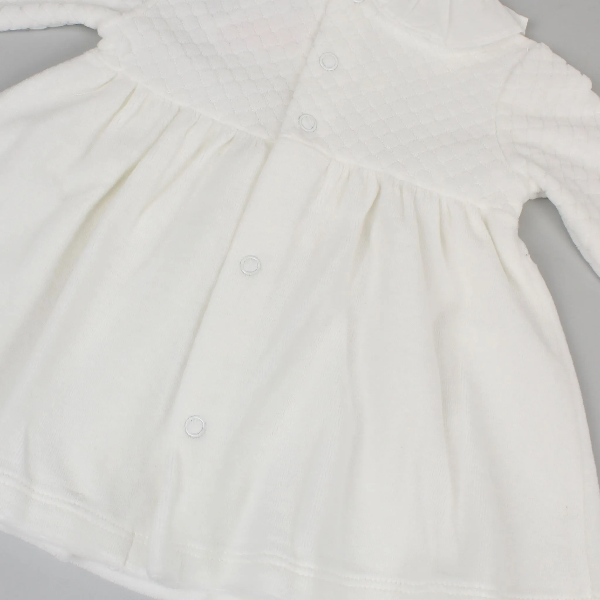 Baby Girls Velour Dress and Tights - White - Tutto Piccolo