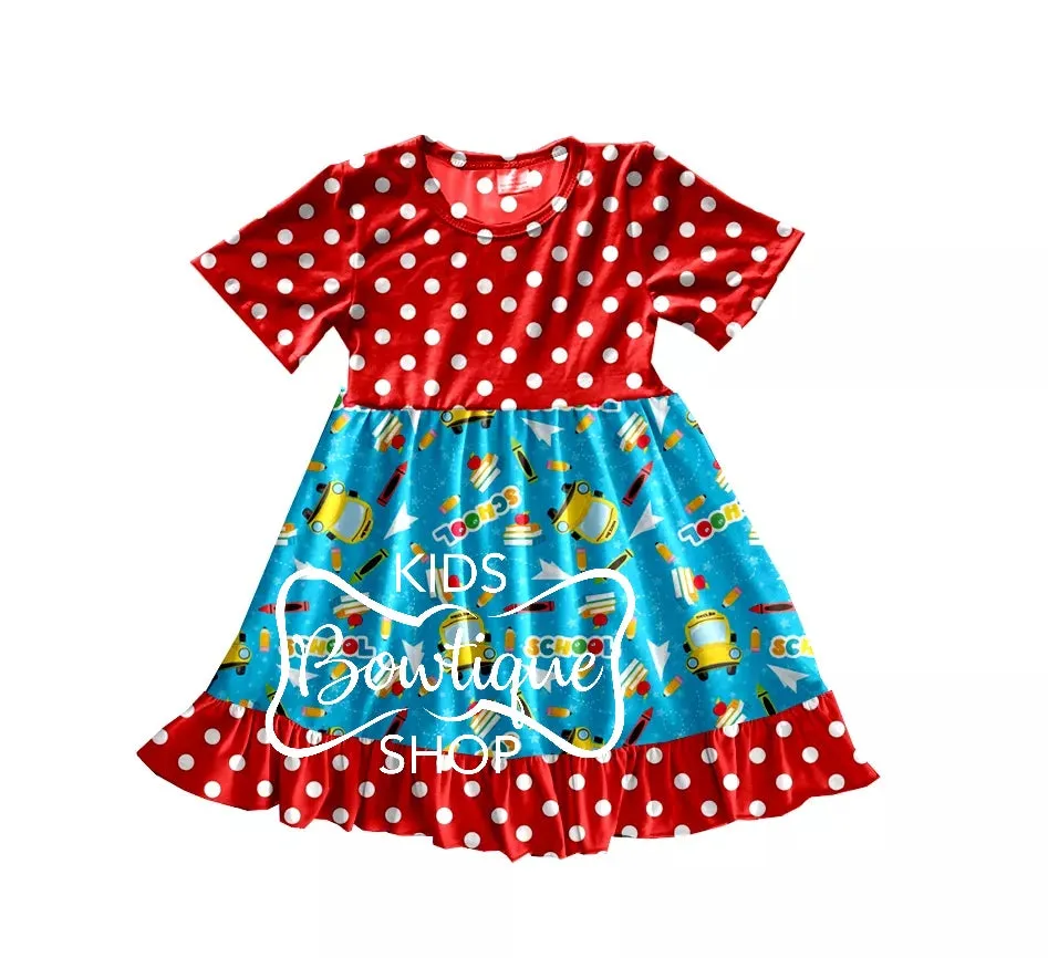 Back to School Polka Dot Ruffle Dress