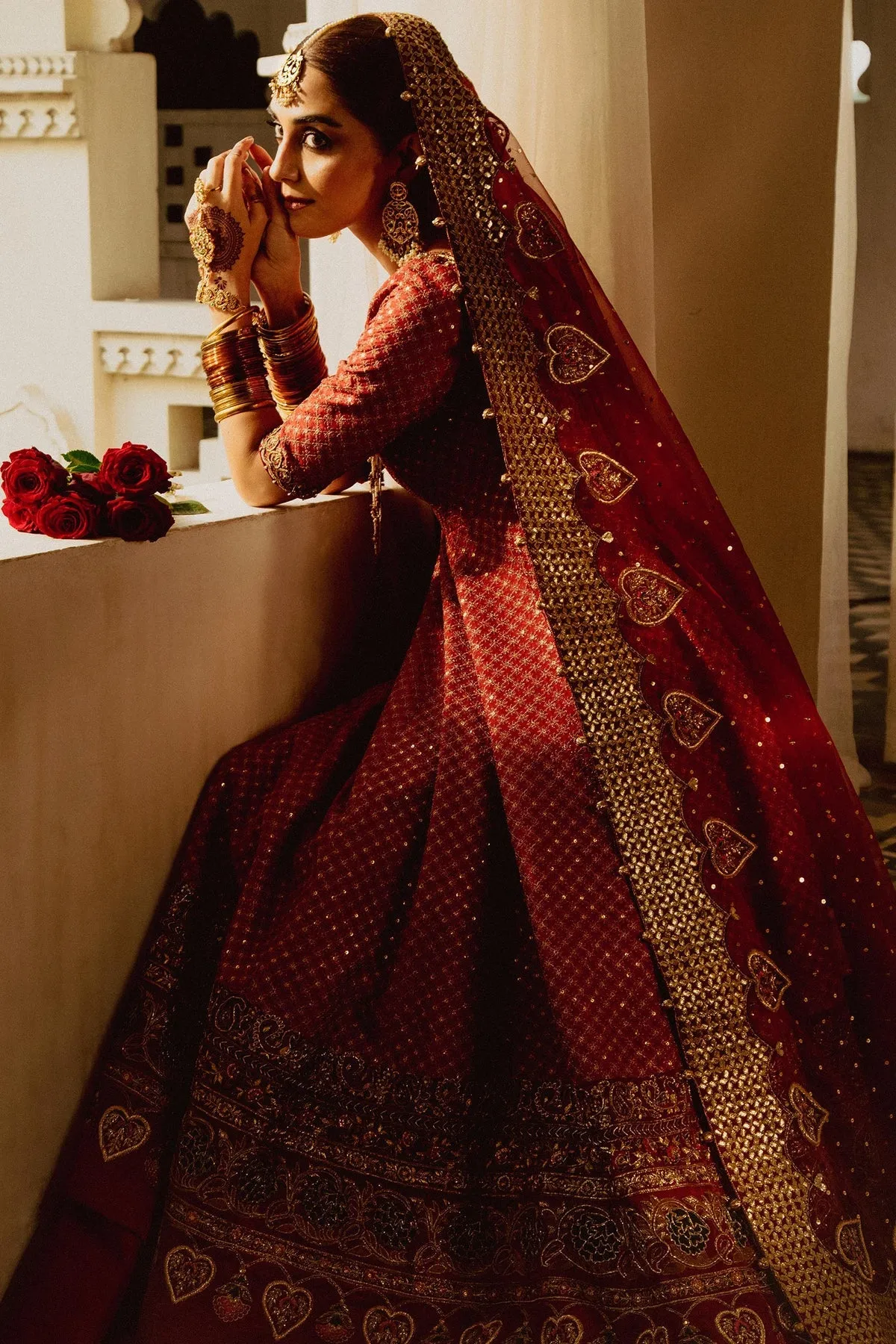 Barat Dress in Pishwas Frock and Bridal Lehenga Style