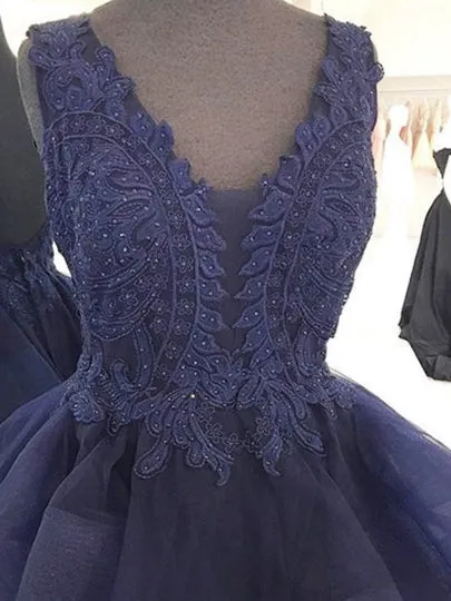 Beading A-Line Ruffles Evening Dress