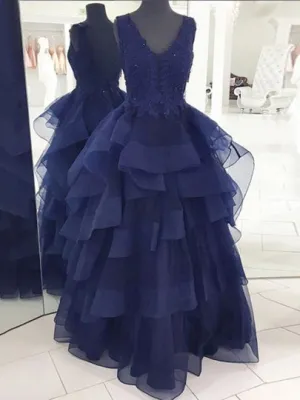 Beading A-Line Ruffles Evening Dress