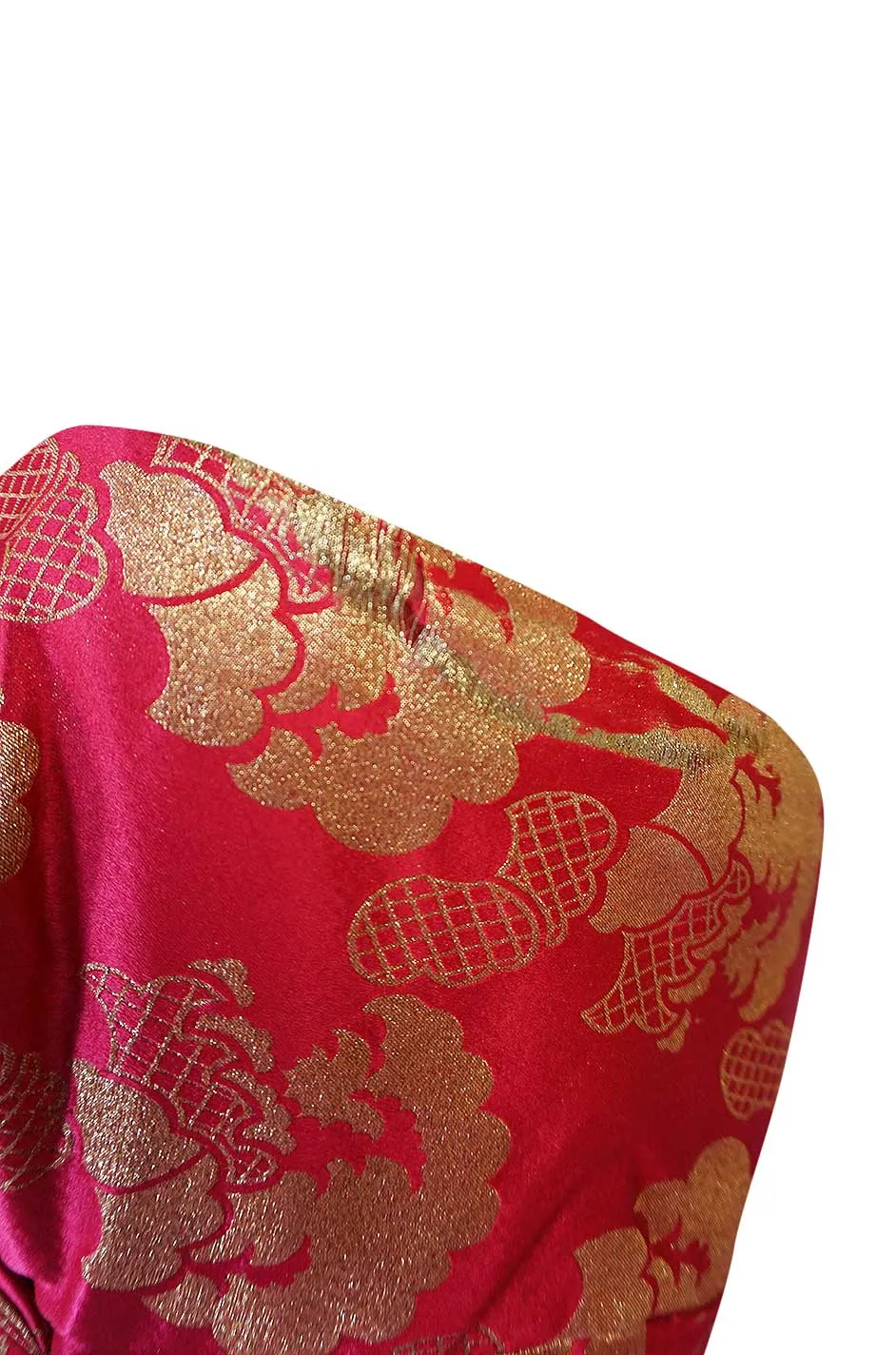 Beautiful 1950s Helena Barbieri Strapless Pink & Gold Silk Brocade Dress