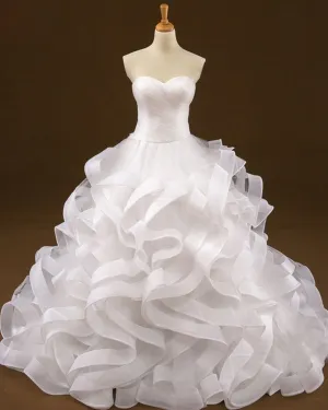 Beautiful Organza Ruffles Wedding Dresses Sweetheart 2019 Bridal Wedding Dress Ball Gowns