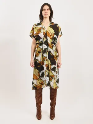 Beige Analogue Gloves Cut Silk Kaftan