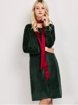 BerryBetty - Fashion Side Slit Velvet Tunic Dress