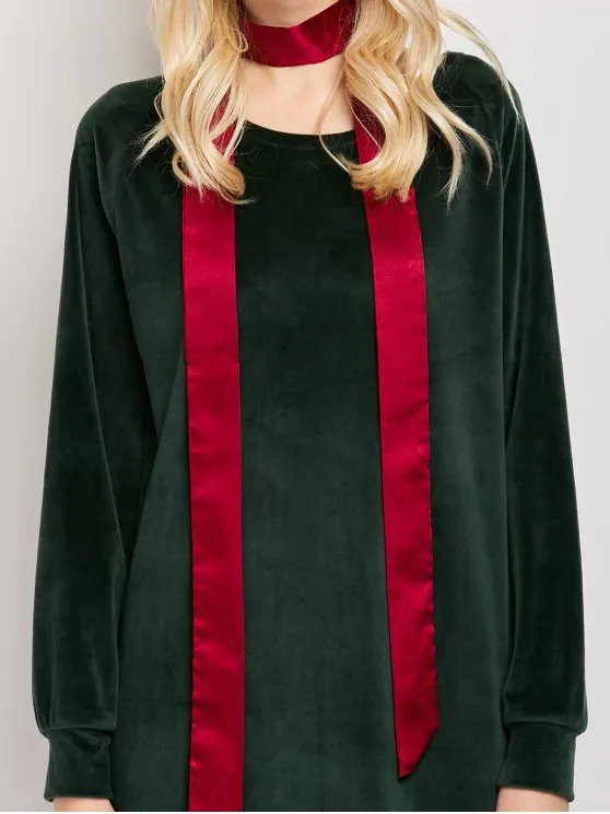 BerryBetty - Fashion Side Slit Velvet Tunic Dress