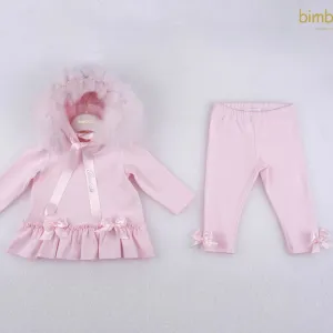 Bimbalo - Fur Hooded Leggings Set - Baby Pink