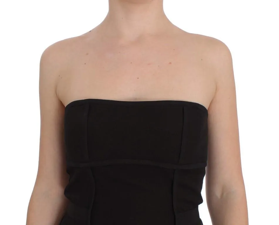 Black Cotton Stretch Mini A-Line Dress