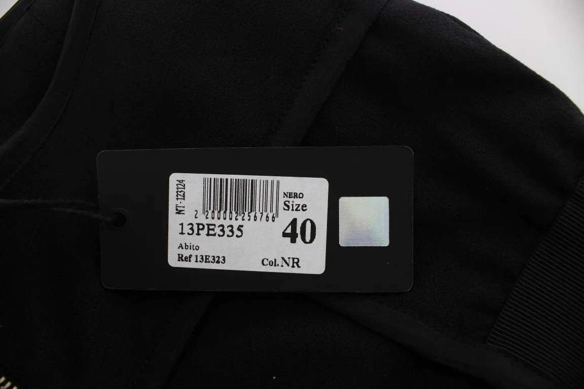 Black Cotton Stretch Mini A-Line Dress