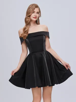 Black Off The Shoulder Lace Up Short Homecoming Dresses