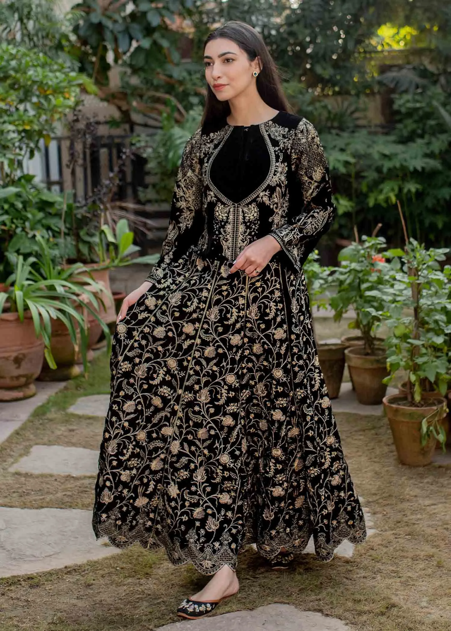 Black Pakistani Dress Party Wear by Designer #PF263