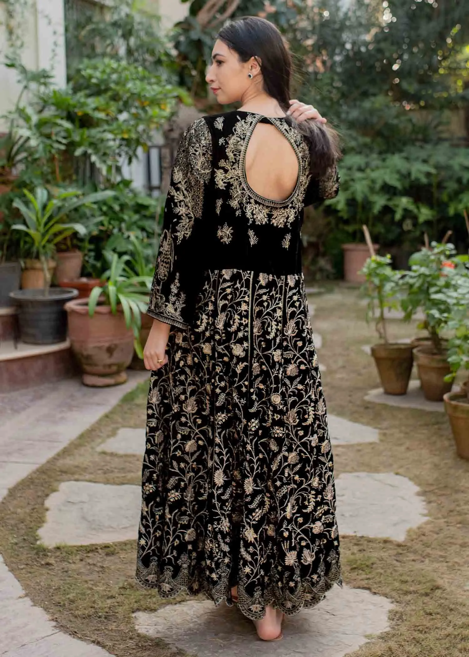 Black Pakistani Dress Party Wear by Designer #PF263