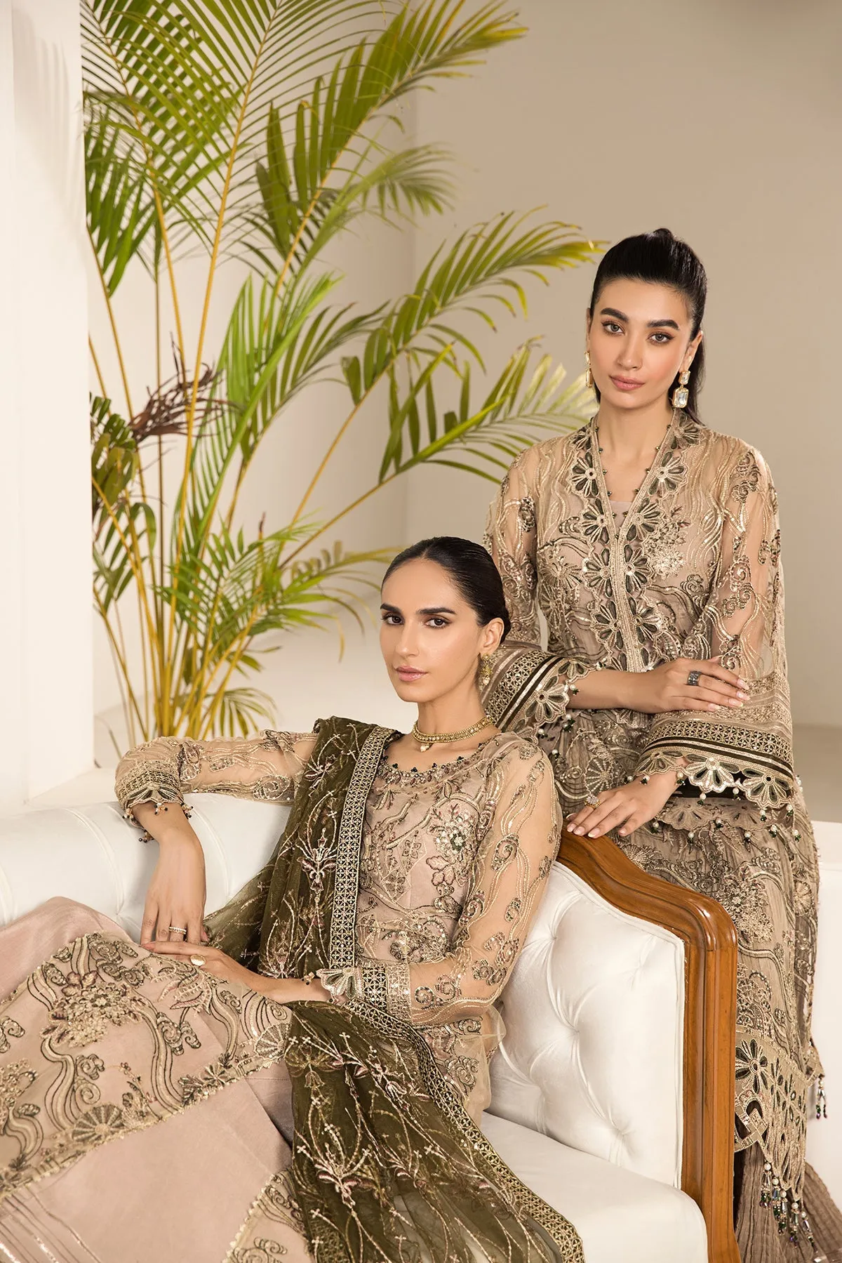 Blackish Embroidered Dusty Skin Pakistani Salwar Kameez with Dupatta