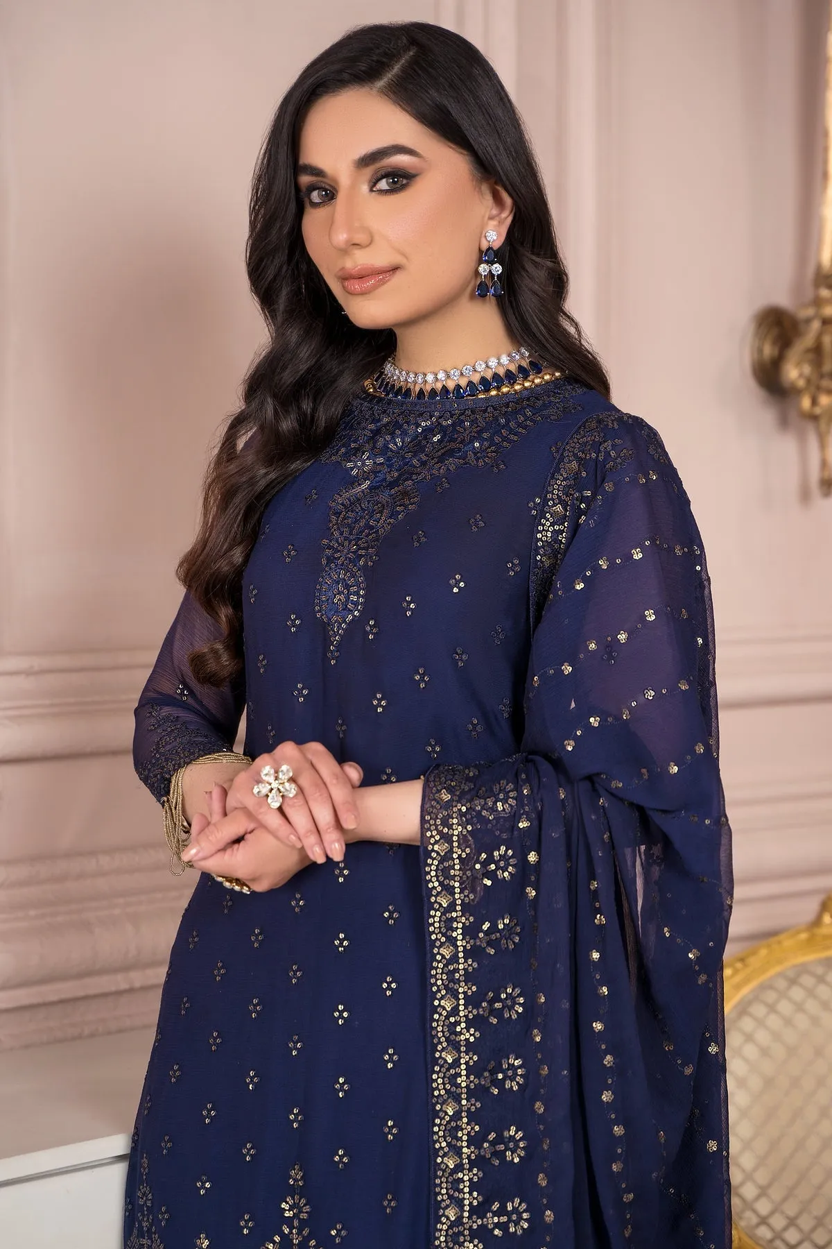 Blue Pakistani Kameez Sharara with Dupatta Party Wear
