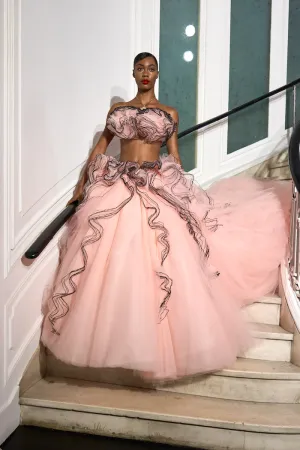 Blush Pink Ruffle Tulle Ball Skirt