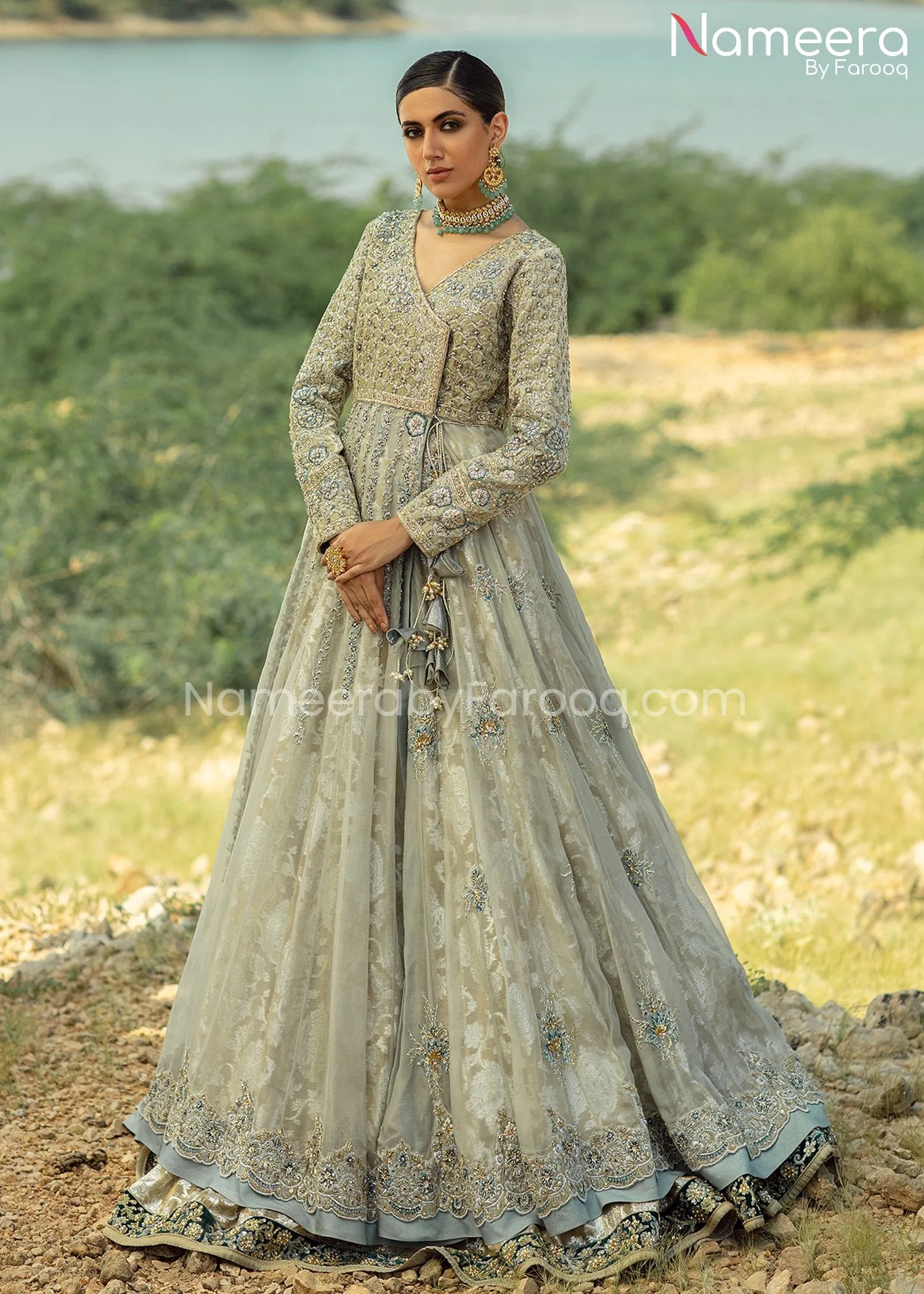 Bridal Lehenga with Angrakha Dress Pakistani #BS663